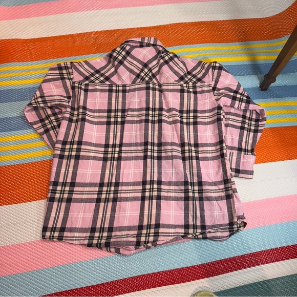H&M Pink Black Plaid Flannel Button Down Casual Shirt Women Size Medium - Picture 2 of 3